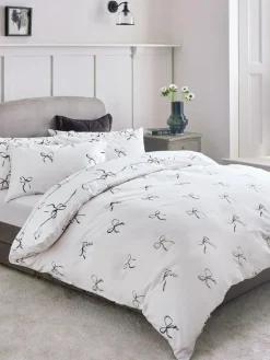 Hot Next 2 Pack Black/White Bow & Heart Reversible Duvet Cover and Pillowcase Set