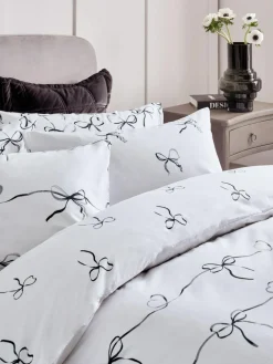 Hot Next 2 Pack Black/White Bow & Heart Reversible Duvet Cover and Pillowcase Set