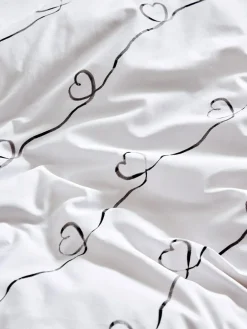 Hot Next 2 Pack Black/White Bow & Heart Reversible Duvet Cover and Pillowcase Set