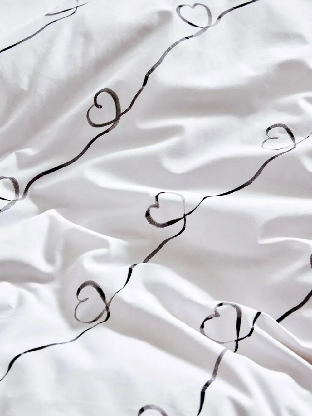 Hot Next 2 Pack Black/White Bow & Heart Reversible Duvet Cover and Pillowcase Set