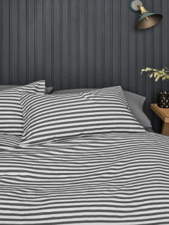 New Next 2 Pack Stripe Reversible Duvet Cover and Pillowcase Set Grey