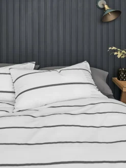New Next 2 Pack Stripe Reversible Duvet Cover and Pillowcase Set Grey