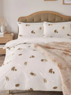 Next 2 Pack Natural Hamish the Highland Cow Reversible Duvet Cover and Pillowcase Set^ Bedsets & Duvet Covers