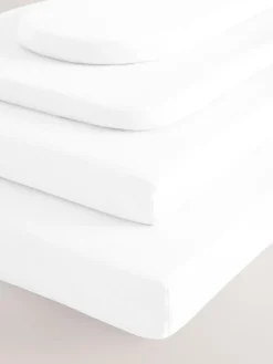 Next 2 Pack White 100% Cotton Jersey Baby Fitted Sheets^ Bedsheets & Pillow Cases|Nursery Bedding