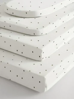 Next 2 Pack White/Grey Speckle 100% Cotton Jersey Baby Fitted Sheets^ Nursery Bedding|Bedsheets & Pillow Cases