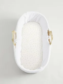 Next 2 Pack White/Grey Speckle 100% Cotton Jersey Baby Fitted Sheets^ Nursery Bedding|Bedsheets & Pillow Cases