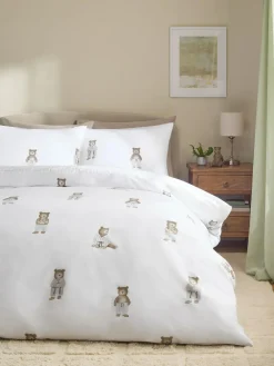 Next 2 Pack White/Natural Bertie Bear Reversible Duvet Cover and Pillowcase Set^ Bedsets & Duvet Covers