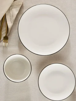 Outlet Next 12 Piece Rim Dinner Set Black And White