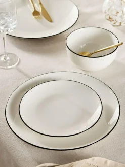 Outlet Next 12 Piece Rim Dinner Set Black And White