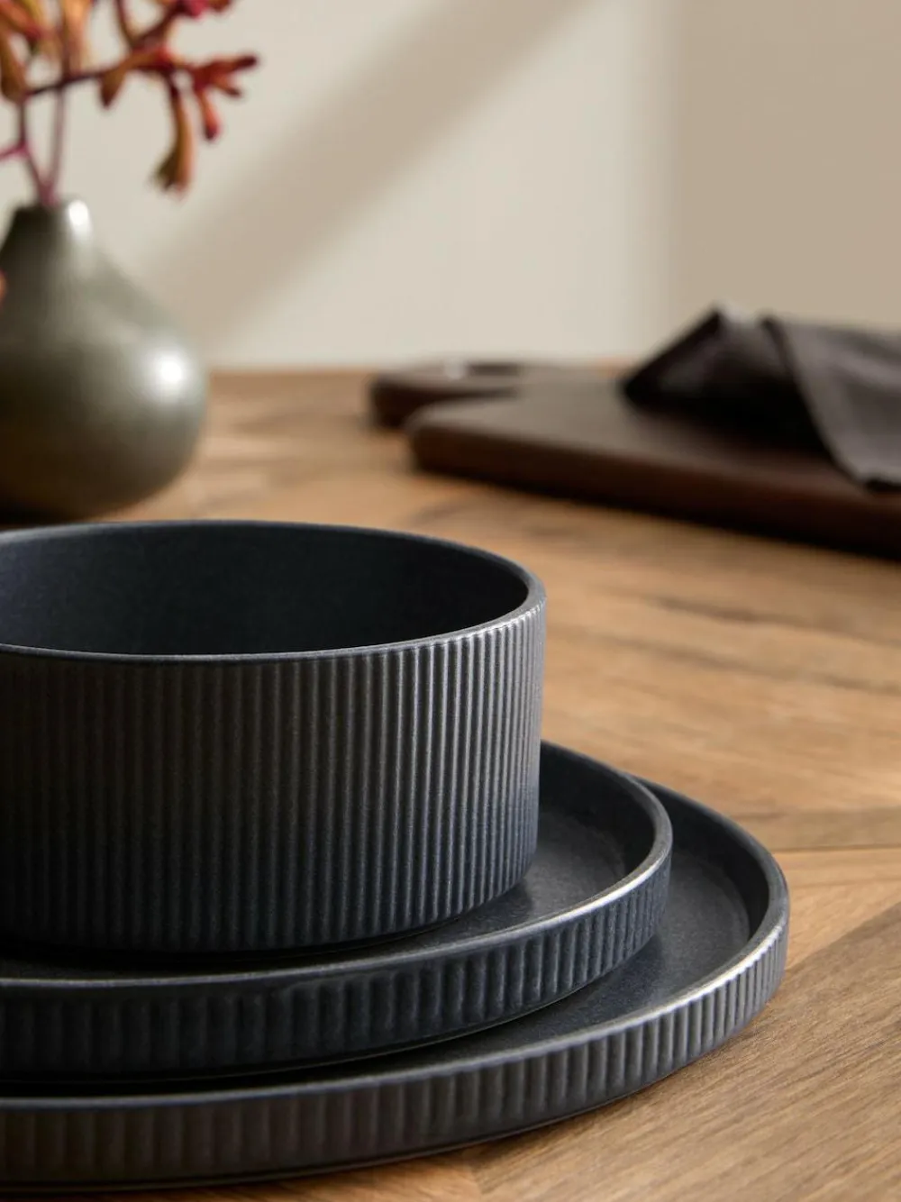 Next 12 Piece Charcoal Grey Stamford Dinner Set^ Dinner Sets & Pasta Bowls