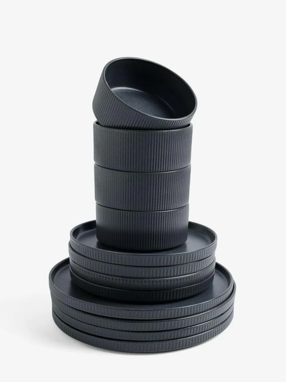 Next 12 Piece Charcoal Grey Stamford Dinner Set^ Dinner Sets & Pasta Bowls