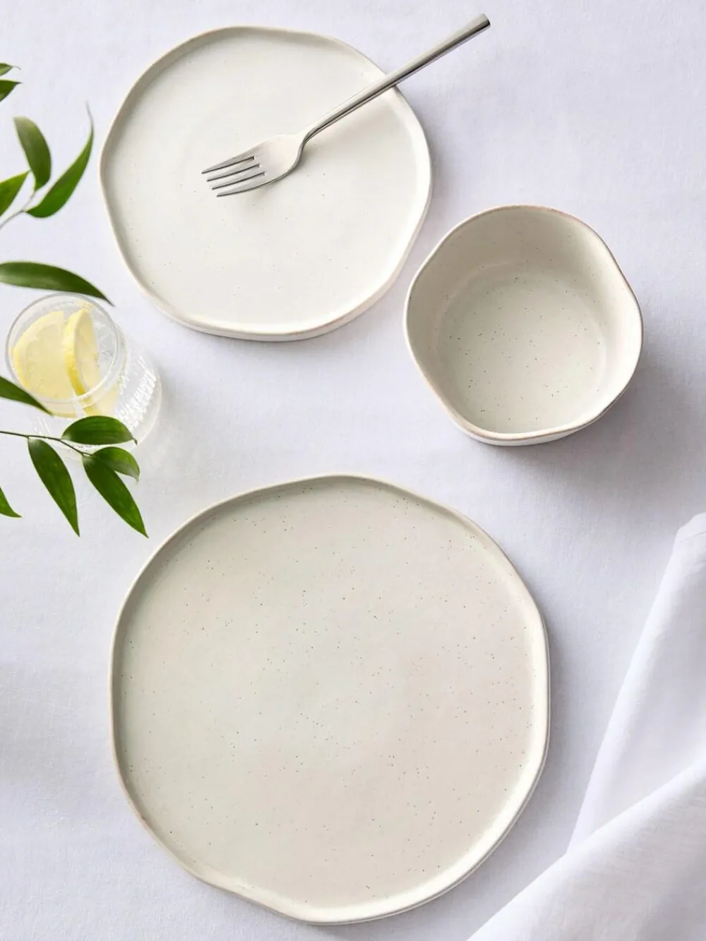 New Next 12 Piece Mist White Lana Dinner Set