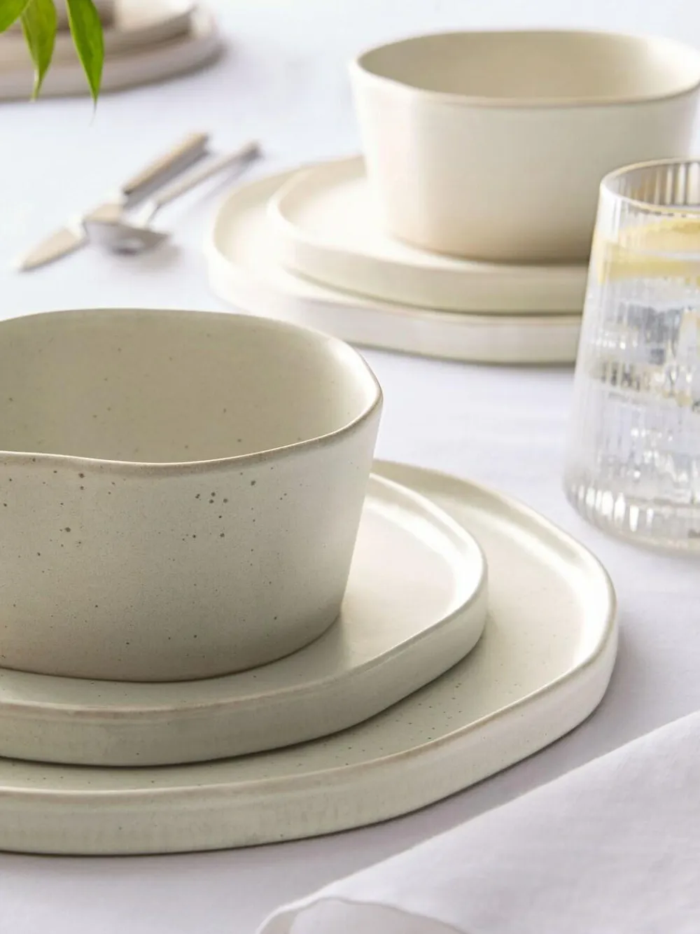 New Next 12 Piece Mist White Lana Dinner Set