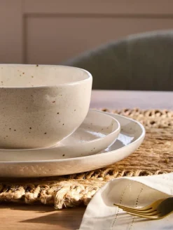 Online Next 12 Piece Natural Amira Speckle Dinner Set