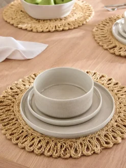 New Next 12 Piece Natural Stamford Dinner Set