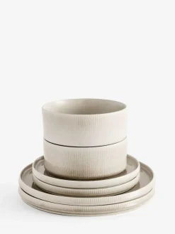 New Next 12 Piece Natural Stamford Dinner Set