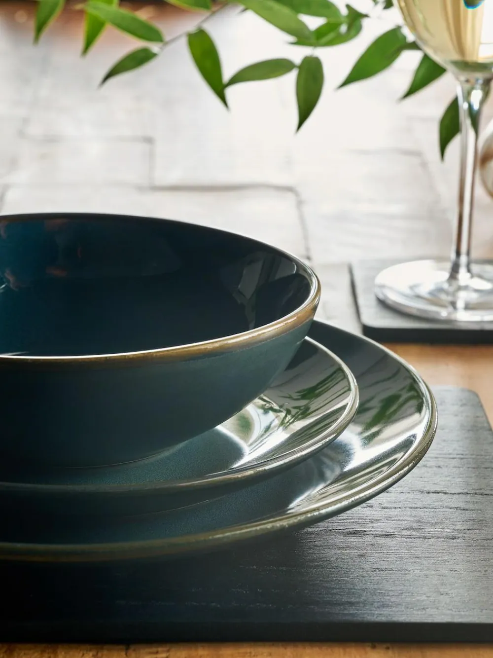 Outlet Next 12 Piece Hampton Dinner Set Teal Blue