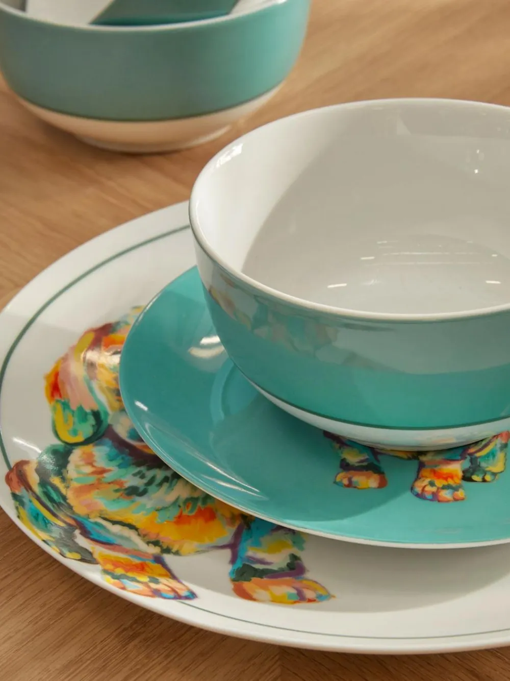 Hot Next 12 Piece Teal Blue Sausage Dog Dinner Set