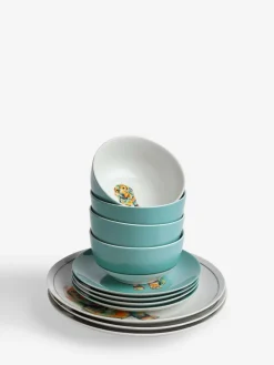 Hot Next 12 Piece Teal Blue Sausage Dog Dinner Set