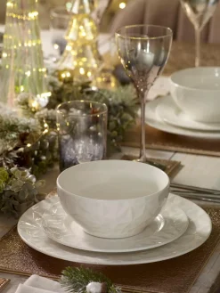 Next 12 Piece White Mode Embossed Dinner Set^ Dinner Sets & Pasta Bowls