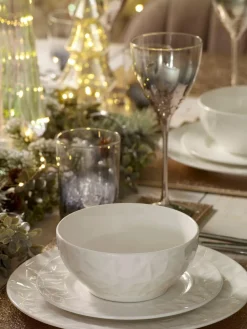 Next 12 Piece White Mode Embossed Dinner Set^ Dinner Sets & Pasta Bowls