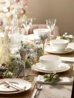 Next 12 Piece White Mode Embossed Dinner Set^ Dinner Sets & Pasta Bowls