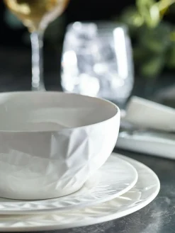 Next 12 Piece White Mode Embossed Dinner Set^ Dinner Sets & Pasta Bowls