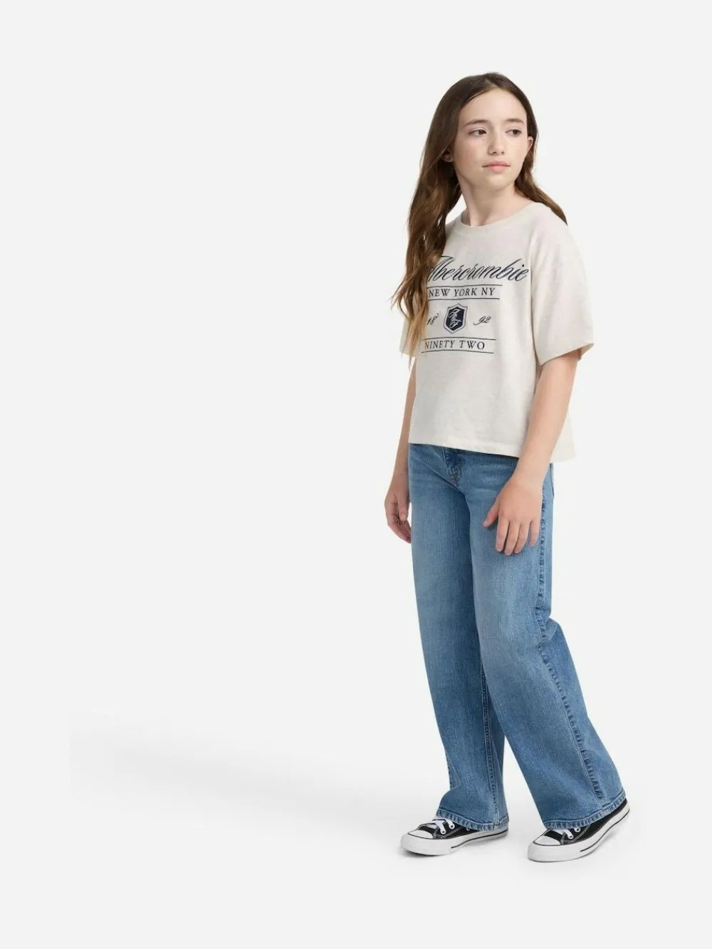 Outlet Abercrombie & Fitch High Rise Wide Leg Jeans Blue Navy