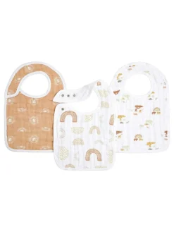 Aden + Anais Cream 100% Cotton Muslin Keep Rising Snap Bibs 3 Pack^ Unisex|Newborn Accessories