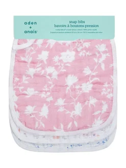 Aden + Anais Pink 100% Cotton Snap Bibs 3 Pack^ Bibs