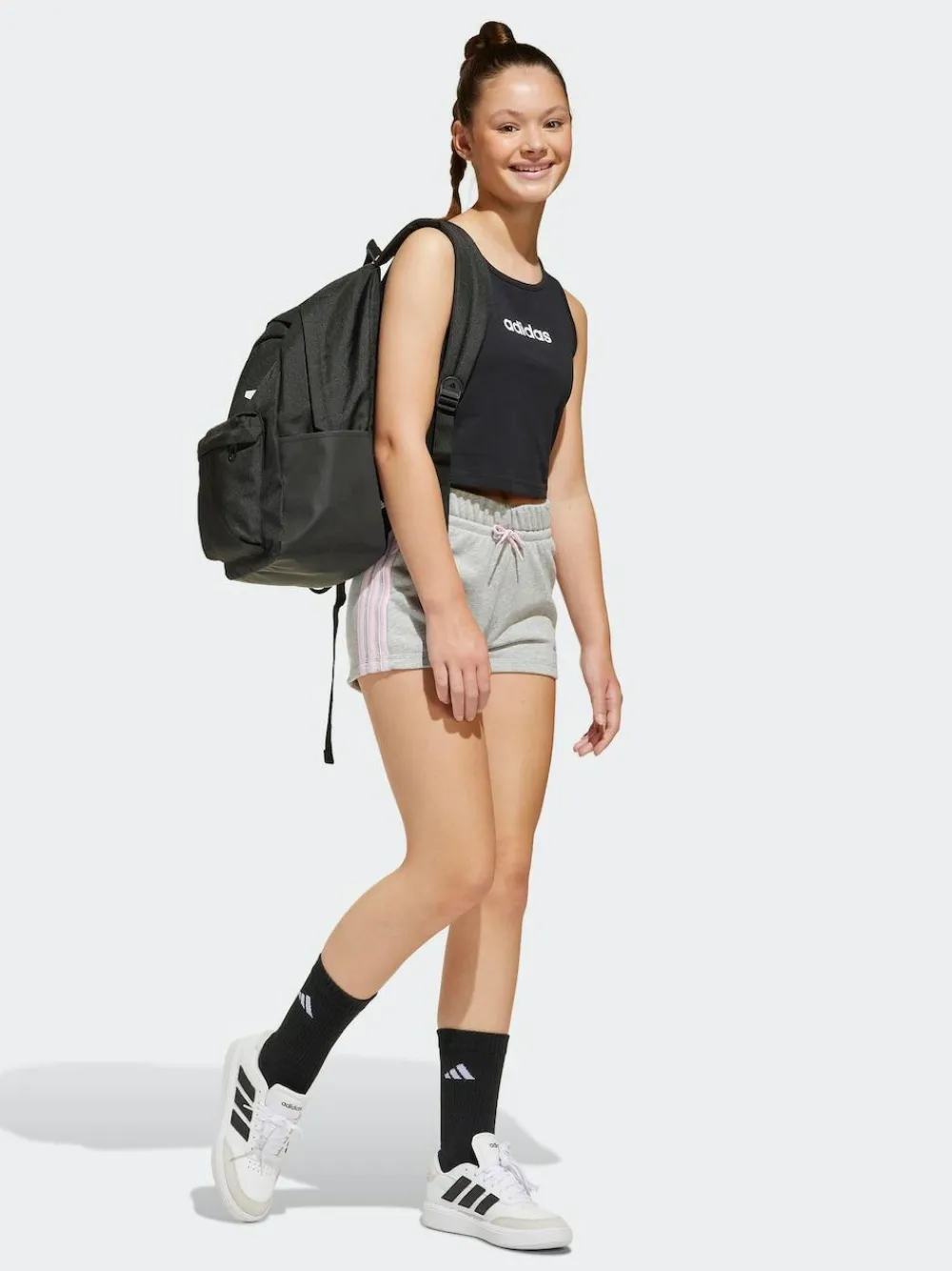 adidas Black Chrome Classic 3 Bar Logo Backpack^Women Bags|Bags