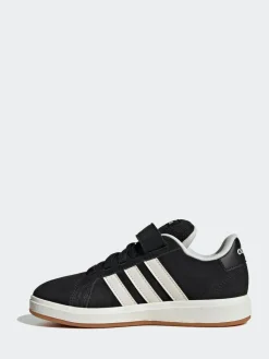 Best adidas Black Grand Court 00s Suede Elastic Lace Kids Trainers
