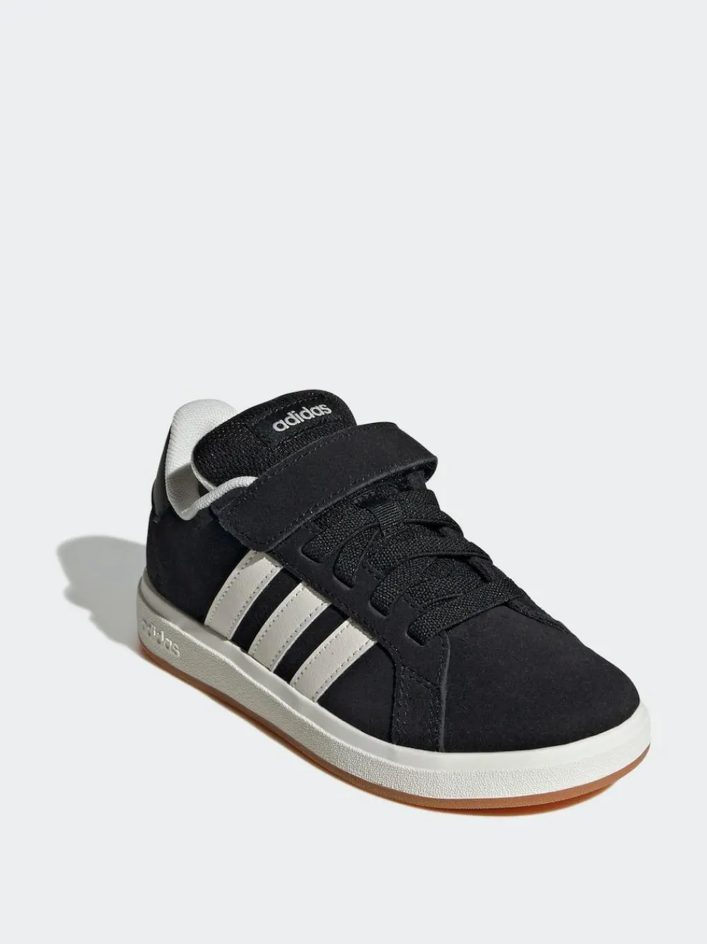 Best adidas Black Grand Court 00s Suede Elastic Lace Kids Trainers