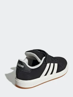 Best adidas Black Grand Court 00s Suede Elastic Lace Kids Trainers