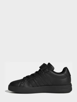 adidas Black Grand Court 3.0 Elastic Lace Kids Trainers^BOY School Shoes|Boys Shoes