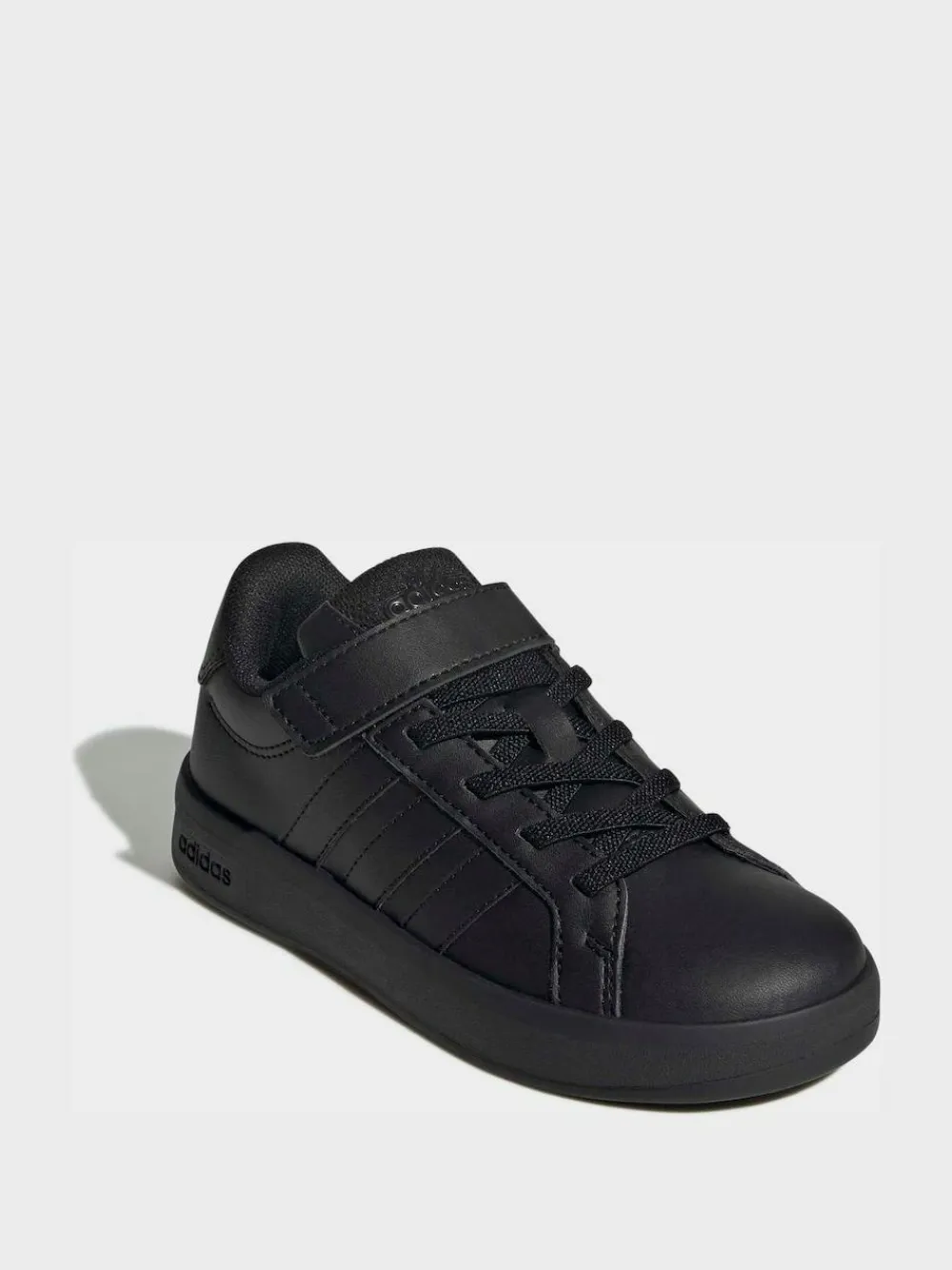 adidas Black Grand Court 3.0 Elastic Lace Kids Trainers^BOY School Shoes|Boys Shoes