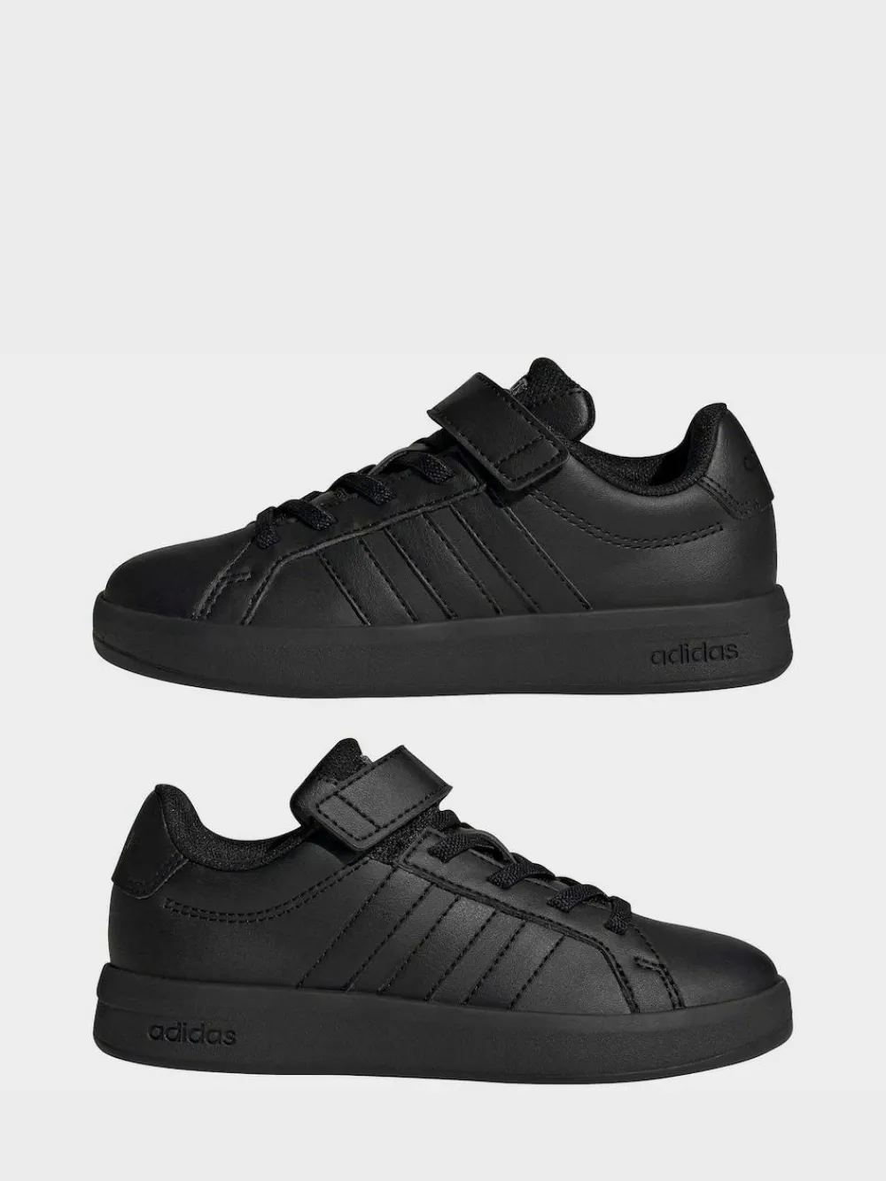 adidas Black Grand Court 3.0 Elastic Lace Kids Trainers^BOY School Shoes|Boys Shoes