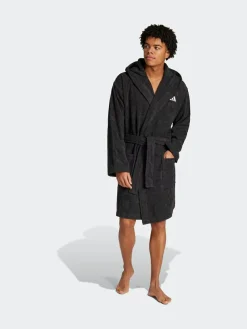 adidas Black Hooded Dressing Gown^ Bathrobe