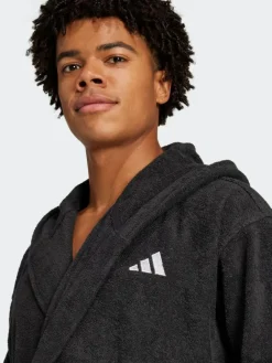 adidas Black Hooded Dressing Gown^ Bathrobe