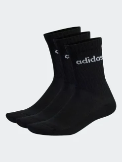 adidas Black Linear Crew Cushioned Socks 3 Pack^Women Socks & Tights