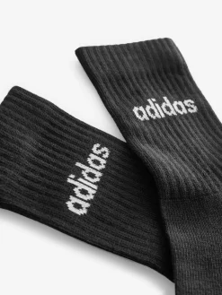 adidas Black Linear Crew Cushioned Socks 3 Pack^Women Socks & Tights