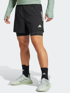 adidas Black Own the Run CLIMACOOL 2-in-1 Shorts^ Shorts