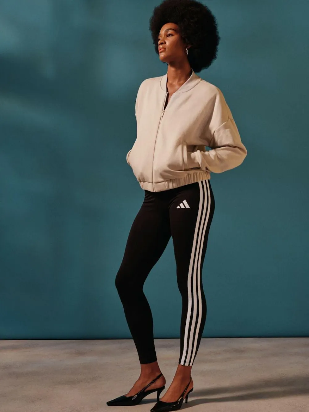 Sale adidas Black White Essentials 3-Stripes Cotton Leggings