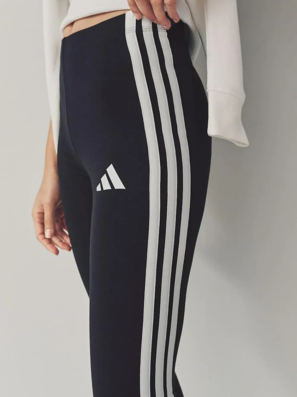Sale adidas Black White Essentials 3-Stripes Cotton Leggings
