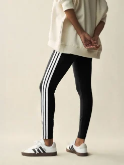 Sale adidas Black White Essentials 3-Stripes Cotton Leggings