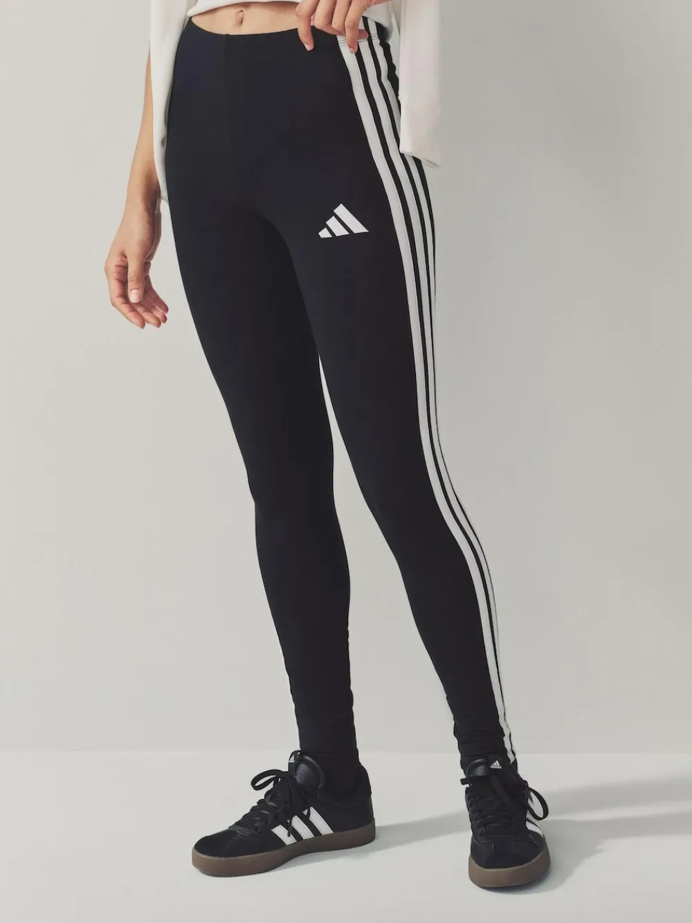 Sale adidas Black White Essentials 3-Stripes Cotton Leggings