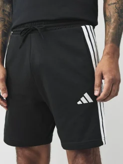 Clearance adidas Black White Essential 3-Stripes French Terry Shorts