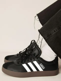 Clearance adidas VL Court 3.0 Kids Trainers Black/Tan