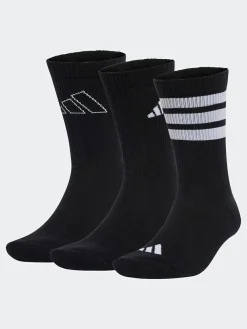 New adidas Logo Socks 3 Pack Black/White