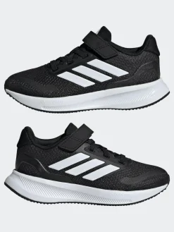 adidas Black/White Runfalcon 5 Elastic Lace Running Kids Trainers^BOY Sneakers|Sneakers